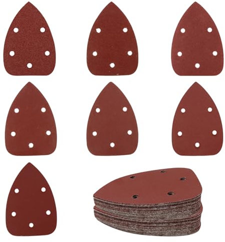 ZYKORT 70 Stück Schleifpapier Dreieckschleifer, 5 Loch Schleifpapier Set, 140×90 MM Deltaschleifer Schleifpapier mit Körnung 40/60/ 80/120/ 180/240/ 320