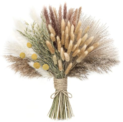 xin's convey 118PCS Dried Flowers Bouquet,(Vase Not Included), Dried Pampas Grass, Reed,Pompas Grass, Boho Wedding Reception,Table Centerpiece Decoration.