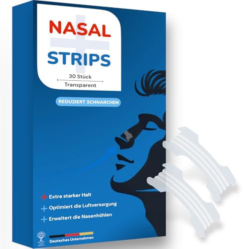 Nature for Human - 30x Nasenpflaster gegen Scharchen - Extra starker Halt - reduziert Schnarchen - verbessert die Atmung - unauffällig transparent | Nose Strips for sleeping
