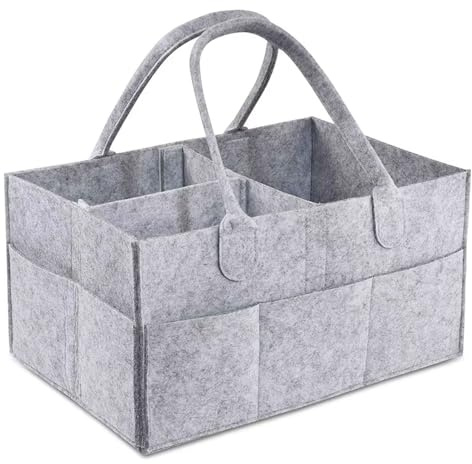 Mikiuly Panier de rangement pour bébé, organisateur de matelas à langer, sac pliable en feutre, organisateur de couches pour bébé, douche pour bébé, organisateur de couches pour bébé, gris