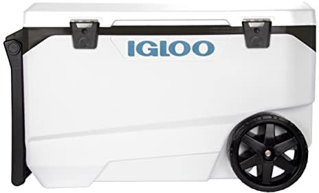 Igloo Marine Ultra 90 QT Cooler, Insulated Cooler Chest with Soft Ride Wheels, Leak-Proof Outdoor Hard Cooler, 5-Day Ice Retention, 137 Can Capacity