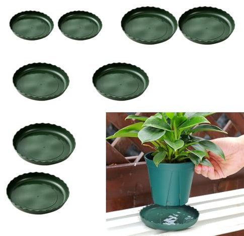 Furforstk sottovaso Rotondo 8 Pezzi sottovasi Rotondi, sottovasi Rotondi in 3 Misure (12cm, 14cm, 16cm, 18cm) - Permette alle Piante di immagazzinare l'umidità/Protegge i mobili (A Verde)