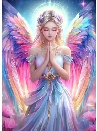 MAXBYE Angel Diamond Painting Art Kits, 5D Round Diamond Art for Adults | Full Drill Gem Cross Stitch for Adults Beginner, DIY Crystal Diamond Art Craft Home Wall Decor Creative Gifts 30x40cm