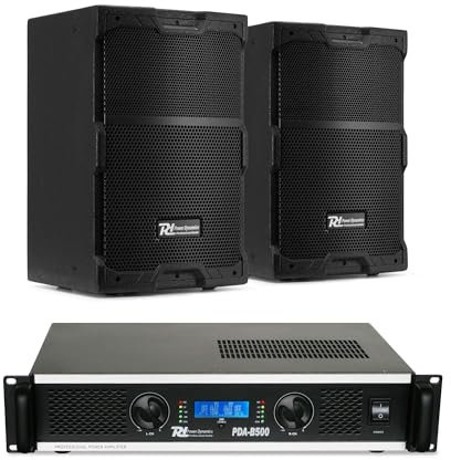Power Dynamics PDY210 - Conjunto de Altavoces pasivos 2x400W con Amplificador 500W RMS, woofer 10, Tweeter 1, XLR y Speakon, Ideal Pubs Discotecas Catering Sonido Profesional