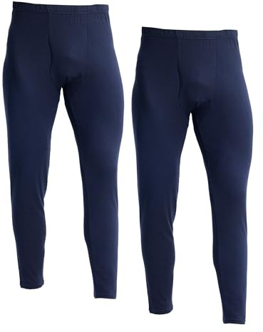 LNFINTDO 2 Pack Men's Thermal Underwear Bottoms Winter Warm Long Johns for Men Soft Base Layer Pants Fly Hole Leggings Pants Navy