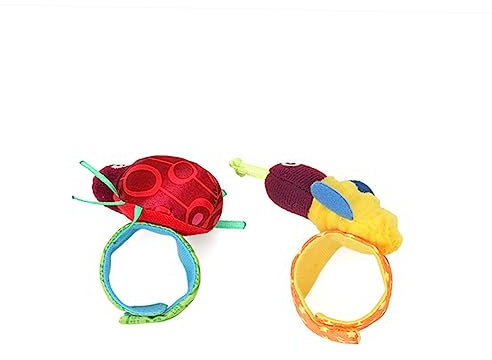 FRCOLOR Baby Wrist Rattle Set Beetle and Bee Wrist Straps for Newborns and Toddlers, Soothing Comfort Doll Toys for Early Development