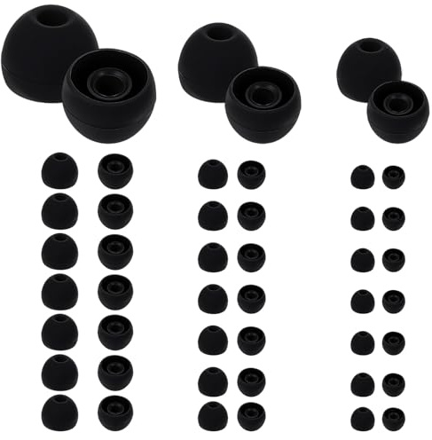 DOPENSPI 48 Stück Ersatz Silikon Ohrstöpsel, 3 Größe In Ear Ohrpolster aus Gummisilikon, rutschfeste Ersatz Ohrstöpsel, 10/12/14mm Passend für die Meisten Kopfhörer(Schwarz)