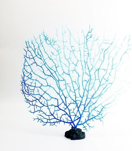Pchnfei Ramo di corallo artificiale blu, decorazione per acquario, ornamento finto per acquari, paesaggio, ventaglio marino, ramo di corallo artificiale, decorazione per acquario