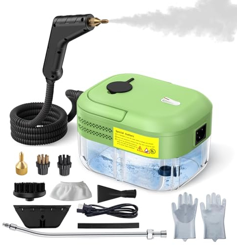 Limpiador de Vapor de Mano de 2200W para Todo, con 9 Accesorios, Depósito de 1200ML, Limpiador de Vapor de Mano Multiusos para Desengrasar, Cocina, Coche, Vventanas, Sofás, Suelos