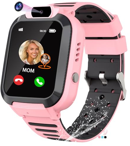 EUNICECG Smartklocka för Barn med GPS-Tracker Pusselspel Telefon IP68 Vattentät Väckarklocka SOS Födelsedag Gåvor Digitalt Smartwatch Barn för Pojkar Flickor Tonåringar