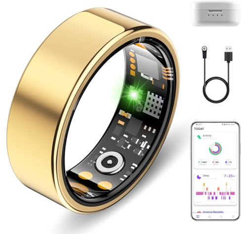 Smart Ring for Women Men, Sleep Activity Health Tracking Ring, Gold 8