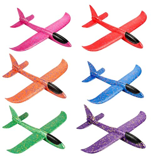 TUBAWD 6PCS Foam Plane, 24cm Foam Glider Planes, Airplane, Foam Plane, Random Colours, Garden Activity Set, Family Fun Games