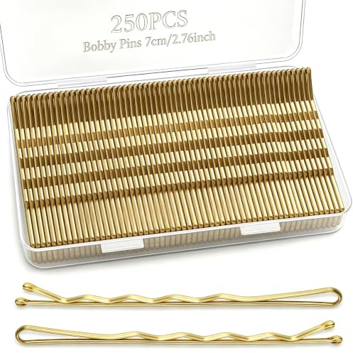 Forcine grandi per capelli biondi da 7,9 cm, 250 pezzi, extra lunghe, dorate, per capelli biondi, con scatola