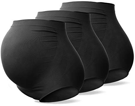 SUNNYBUY Biancheria Intima Premaman a Vita Alta da Donna per Gravidanza Senza Cuciture morbide Mutandine Hipster sopra Il pancione, Nero, Confezione da 3, M
