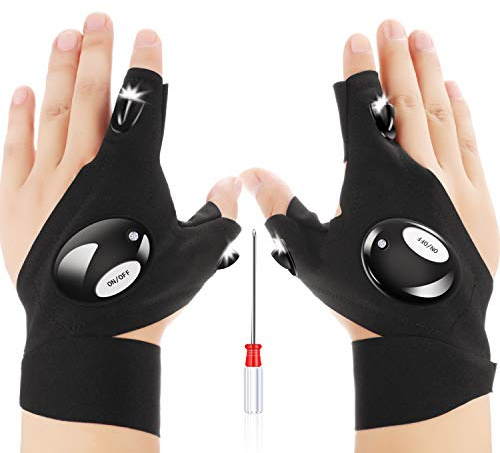 1 Par de Guantes de Linterna LED de 2 Piezas Guantes de Pesca al Aire Libre y Destornillador para Reparar y Trabajar en Lugares Oscuros, Herramientas de Hombre/Mujer, Regalos Aparatos para Manitas