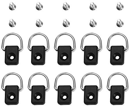 NIMOA 10pcs Anneau Kayak D, Anneau de Kayak D, M6 gréement D Anneaux, Boucle de Sécurité pour Kayak, Canoë Pêche Gréement for Bungee avec des Vis
