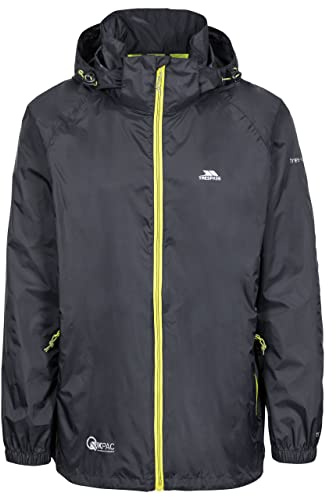 Trespass Waterproof Jacket Men Women Packaway Rain Coat With Hood, Light Rain Jacket Windbreaker, Raincoat In A Bag, Rain Coats For Men, Rain Coats for Women Qikpac X