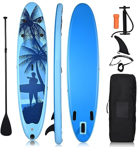 COSTWAY SUP Stand Up Paddle Board Tavola da SUP Gonfiabile con Borsa e Pinne (Azzurro, S (297x76x16cm))