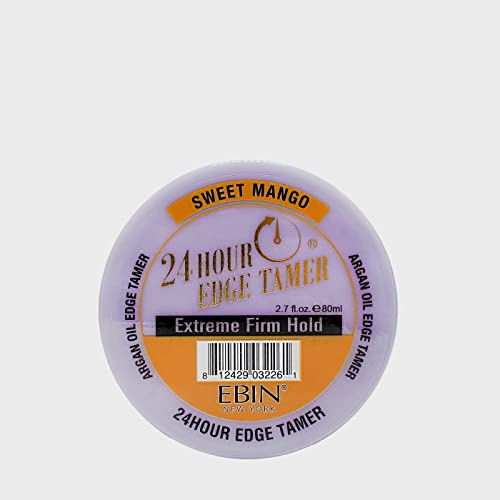 EBIN NEW YORK 24 Hour Edge Tamer Refresh – Extreme Firm Hold, 2.7 Oz, Sweet Mango – No Flaking, No White Residue, Shine and Smooth with Argan Oil & Castor Oil