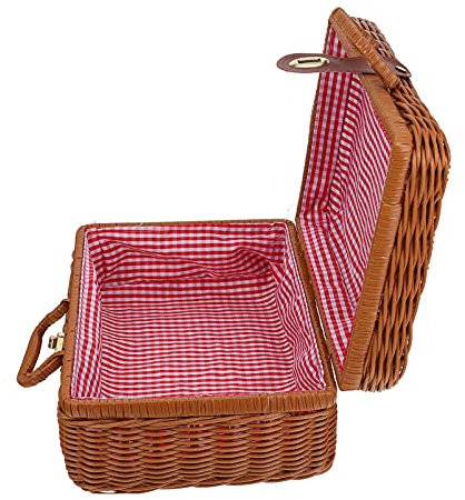 jojofuny Mobili in Rattan di Vimini Valigia Cesto di Vimini da Picnic Scatola di Immagazzinaggio di Paglia con Manici Scatola di Immagazzinaggio del Rattan Valigia di Corsa di Vimini Bin