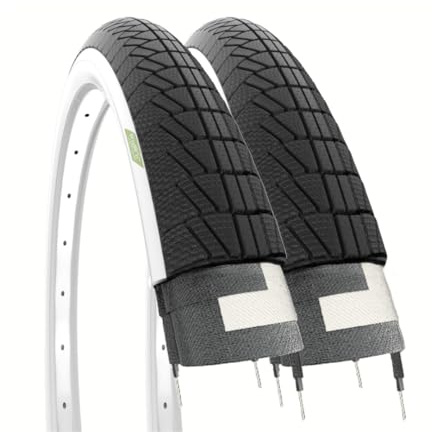 Ecovelò 2 Cubiertas de 16 x 1,75 (47-305) para Bicicleta de niño | Neumáticos de Carretera Blancos de Goma