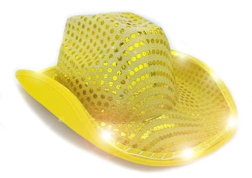 Led hatt cowboy paljett party keps blinkande ljus dansfest cowboy till jul halloween födelsedag bröllop festival fest