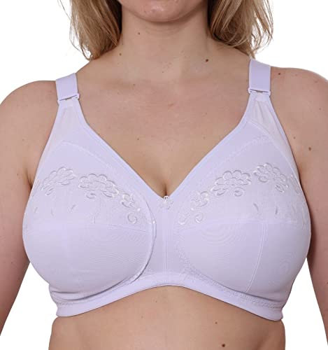 Gemm Womens White Plus Size Non Wired Unpadded Full Support Cotton Rich Comfy Bra, 46H (lg865)