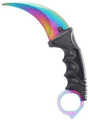 TOPOINT Karambit Trainer Knife No Cutting Edge Karambit Practice Training Knife Without Cutting Edge Trainer Tool with Sheath for Beginner 100% Safe Trainer Tool Color: Rainbow