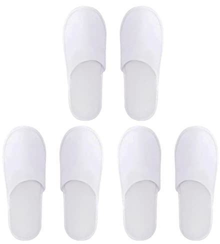 AYNKH Lot de 3 paires de pantoufles blanches unisexes à bout fermé pour fête, voyage, maison, hôtel, blanc, Medium