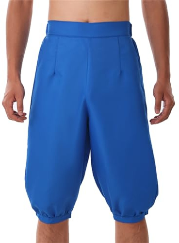 BLESSUME Pantaloni Pirata Medievale Costume Rinascimentale Trousers vestibilità Ampia (XL, Blu)
