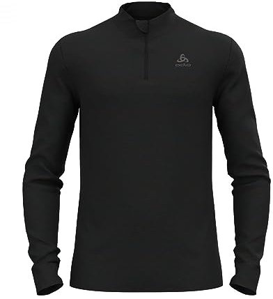 Odlo Herren Funktionsunterwäsche Langarm Shirt mit Reißverschluss Merino 200, Black, L