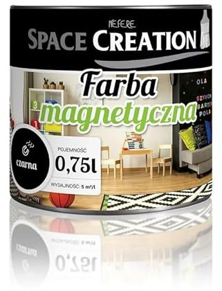 adam toys Magnetfarbe schwarz 0,75l - Magnetische Farbe 5m2/l - Acryl-Innenfarbe auf Wasserbasis - zieht Magnete an - Magnettafel an Wand - Wanddekoration in Kinderzimmer, Schule, Küche, Wohnzimmer