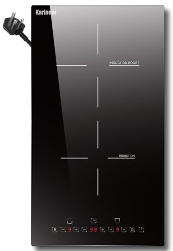 Induction Hob, Karinear 2 Burner Induction Cooker, Electric Hob with Touch Control, Timer, Child Lock, 2800W(290 * 520 * 61mm)13AMP Plug