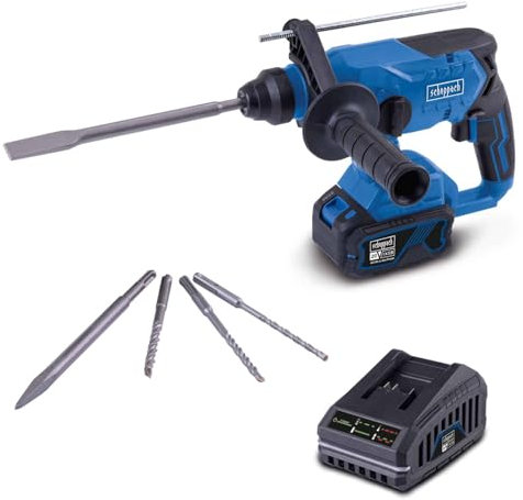 Scheppach Akku-Bohrhammer BC-RHD230-X 20V Brushless Meißelhammer | 20V-IXES-Serie | Schlagzahl 5500 bpm | Durchmesser Bohrung 24mm (Beton & Stein), 13 (Metall), 27 (Holz) | mit 4Ah Akku & Ladegerät