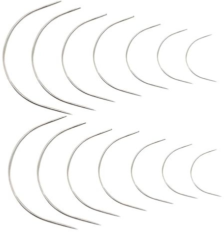 Gebogene Nadeln, 14 Stück Gebogene nadeln dünn, Gebogene nadeln polsternadeln, Sattlernadeln, Perücke C Gebogene Nadeln, Rund Leder Sattlernadel, Gebogene nähnadel, Leder nähen Nadel