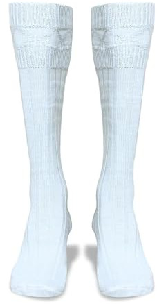 BELGLY Chaussettes pour kilt écossais traditionnel des Highlands pour homme en laine, chaussettes décontractées pour mariage, sports, chauffe-jambes, blanc, M