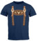 MoonWorks® Herren T-Shirt Lederhose Ersatz Tracht Kostüm Volksfest Bierfest Outfit Lustig Fun-Shirt Navy L