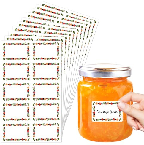 Jam Labels for Jars, 100 Pcs Jam Jar Labels Self Adhesive Easy Peel, Waterproof Food Label Stickers Freezer with Easy Write Surface for Kitchen Food Bottle Preserves Containers (45 x 67mm)