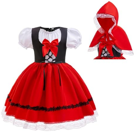 Lito Angels Costume da Cappuccio Rosso per Bambina, Rosso, 5-6 Anni 116