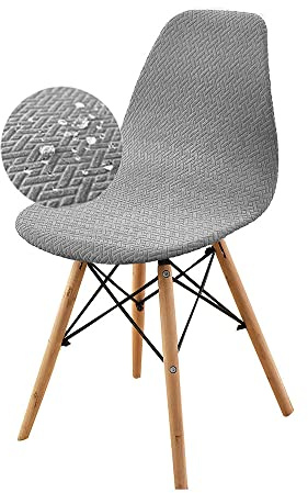 WJHDWYD Coprisedia con Schienale, Elasticizzato Coprisedie Scandinavo Coprisedie Senza Braccioli Laterali A Conchiglia per Cucina,Soggiorno,Sala da Pranzo,Camera(Grigio Chiaro,8pcs)