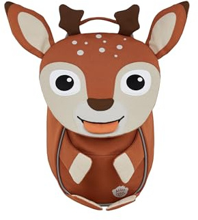 Affenzahn Kleiner Freund Kindergarten-Rucksack für 1-3 Jährige Ergonomisch Reflektierend Ziehzunge mit Namensschild Reh - Braun