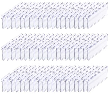 HUAZIZ 60 Pezzi Porta Etichette Trasparente, Etichette prezzo, 6 x 4.2cm Porta Cartellino del Prezzo in Acrilico, Supporti a Forma di L per Ufficio Negozio Scaffali Supermercati