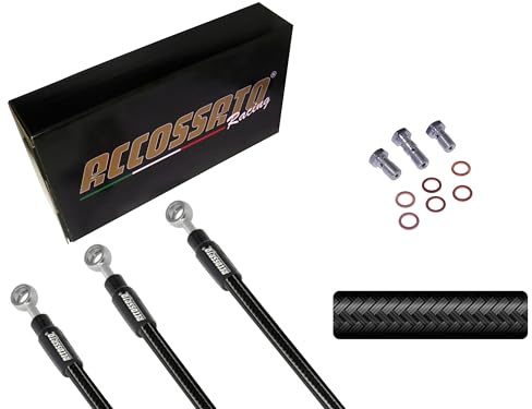 ACCOSSATO Tubo Freno Anteriore Nero Carbon per Yamaha YZ 50 Anniversary del 2024 (CC 250) Numero Tubi: 1