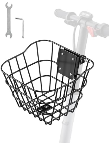 VEVOR Cesta Delantera para Bicicleta con Soporte Fijo Capacidad de Carga de 9 kg Fabricada en Acero Macizo Cesta para Bicicleta para Niños Adultos Accesorios para Patinete Eléctrico de Rodilla