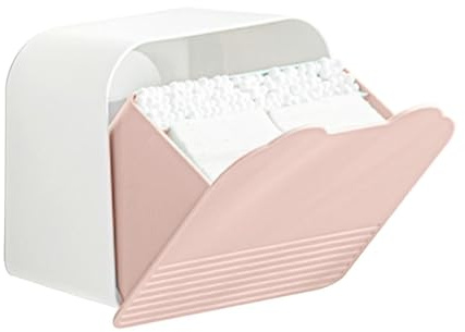 Dispenser per dischetti di cotone con coperchio, supporto da parete per batuffoli di cotone, contenitore essenziale per cosmetici per dischi e tamponi di cotone