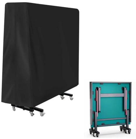 Venprodium 165×70×185cm Housse Table Ping Pong Exterieur, Oxford Bache Table Ping Pong Imperméable, Résistant aux Déchirures, Résistant aux UV, Coupe Vent, pour Extérieur et Intérieur, Noir