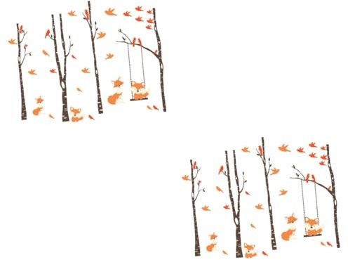 Gadpiparty 2 Piezas Póster Autoadhesivo de Cartoon Paredes Infantiles Decoración de Estilo Papel Tapiz de Bosque Habitaciones de Duradero