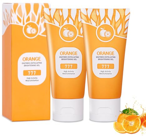 Orange Exfoliating Gel, Orange Exfoliating Face Scrub, Gentle Purifying Peeling Gel, Deep Cleansing Face and Body Exfoliation, Moisturizes and Nourishes The Skin (2 Pcs)