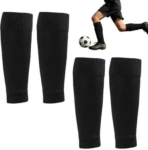 2 Pair Pre Cut Football Socks,Sock Sleeves,Black Footballs Cut Sock Sleeves Kids Kit Cut-Off Footless Foot Ball Socks Mens Accessories Protecting the Calves Set for Boys,Girls,Children,Adults,Team