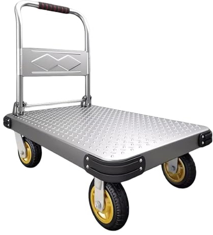 Carro de Plataforma Plegable Industrial – 500kg Carga Máx., Carro Transporte Robusto de Acero para Construcción, Almacenes y Jardines Grandes(Size:90x60cm)
